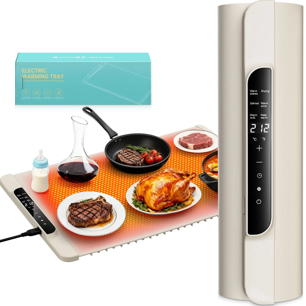 Tapete calentador para alimentos - Calentador de alimentos con 14 temperaturas - Bandeja calentadora eléctrica de silicona con 6 modos - Electrodomésticos de cocina - 26 x 15 pulgadas