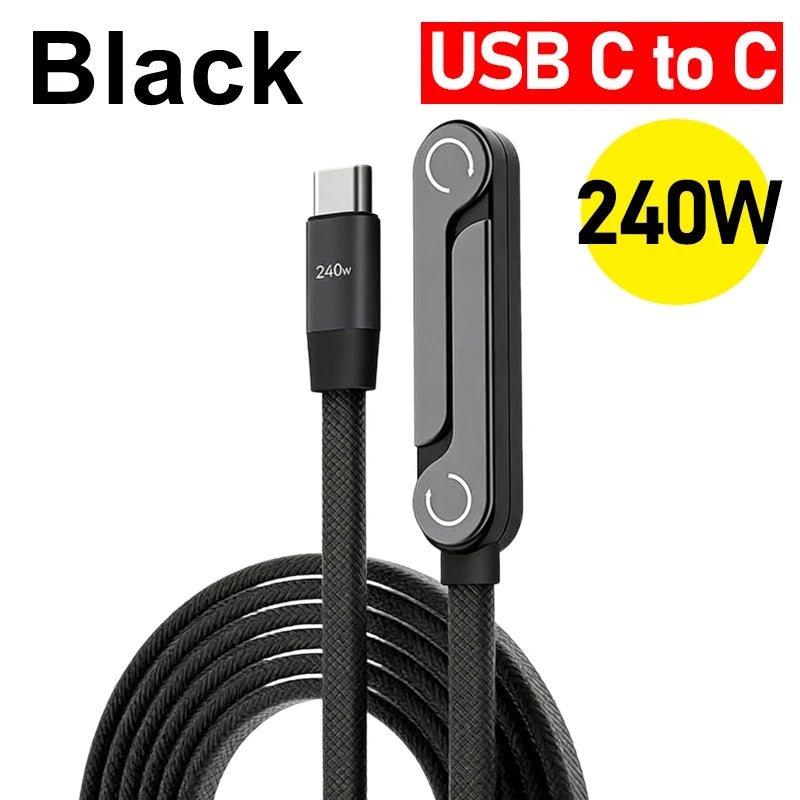 Cables USB-C tipo C de carga rápida de 240 W con soporte invisible para teléfono, cable USB-C a USB-C trenzado de nailon para iPhone, Samsung y Xiaomi.