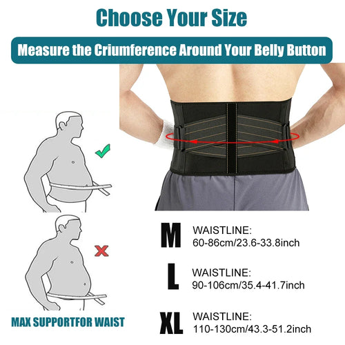 1 faja lumbar transpirable para hombres y mujeres - Cinturón de soporte lumbar para la cintura para aliviar el dolor de espalda causado por ciática y escoliosis