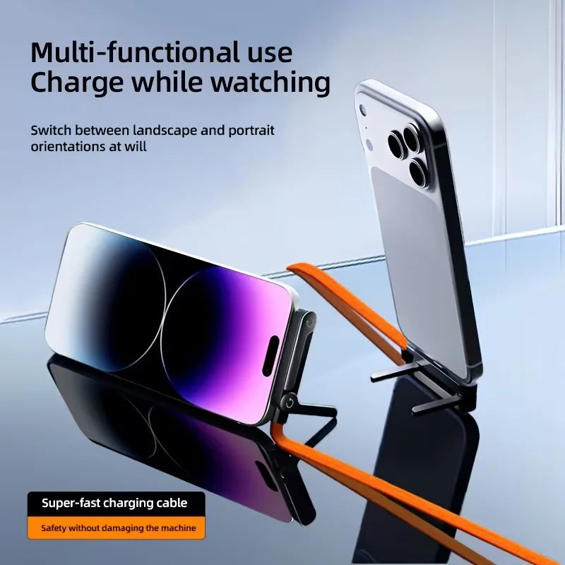Cables USB-C tipo C de carga rápida de 240 W con soporte invisible para teléfono, cable USB-C a USB-C trenzado de nailon para iPhone, Samsung y Xiaomi.