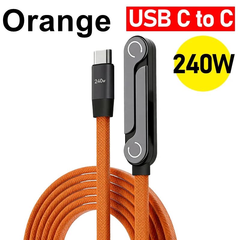 Cables USB-C tipo C de carga rápida de 240 W con soporte invisible para teléfono, cable USB-C a USB-C trenzado de nailon para iPhone, Samsung y Xiaomi.